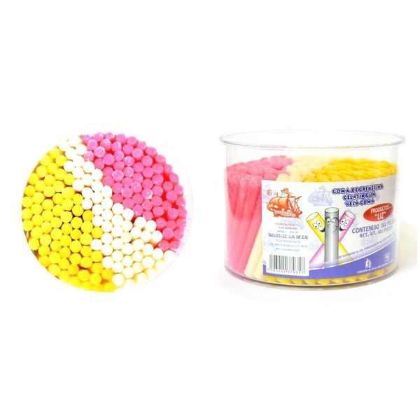 Vela Goma Large container with 180 Gelatin Gummy in Straws Classic Mexican Candy