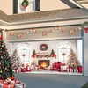 Christmas Fireplace Garage Door Decoration Background, Merry Christmas Tree Rustic