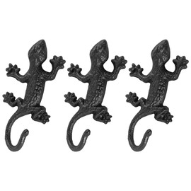 Sarini 3pcs Gecko Coat Hook Cast Iron Gecko Wall Hook Rustic Style Cast Iron Keychain Wall Hook Heavy Duty Door Hook Coat Rack Towel Rack