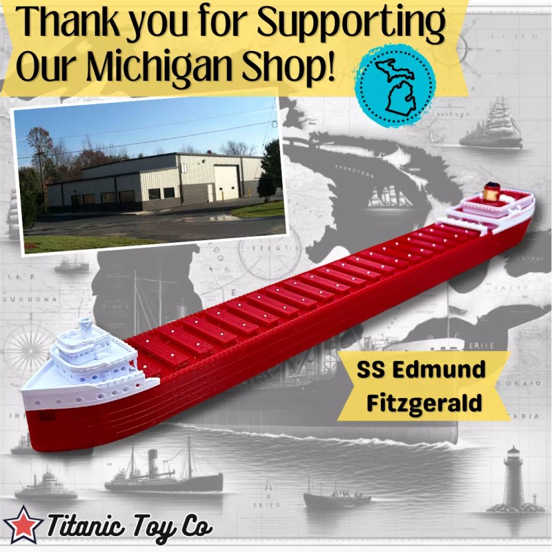12” SS Edmund Fitzgerald Model, Freighter Model, Titanic Toy Co