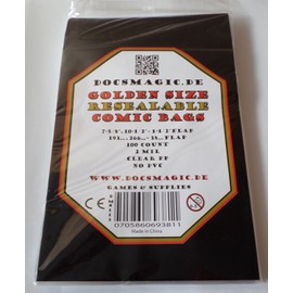 Docsmagic.de 100 Resealable Golden Size Comic Book Bags 7-5/8"x 10-1/2"+ 1-1/2"Flap- 2 Mil
