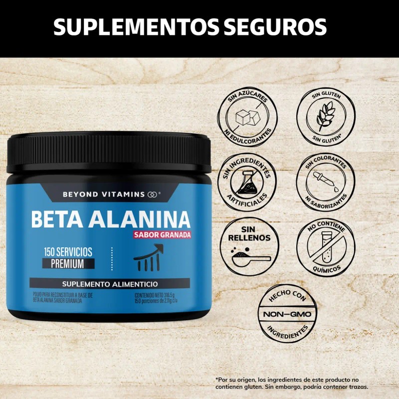Beta Alanina Polvo 150 Servicios Máxima Pureza Sabor Granada Beyond