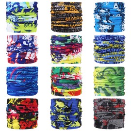12PCS Outdoor Multifunctional Sports Magic Seamless Scarf, Magic Head Scarf, Elastic Headband Bandana, Uv Resistance Sport Headwear for Riding Motorcycling Hiking Fishing Yoga