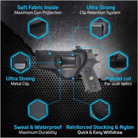 IWB Optical Gun Holster by Houston - ECO Leather Concealed Carry Soft Material | FITS Glock 17/21, H &K,Beretta 92 FS,XDM,Ruger 45 BERSA PRO,PX4,FNX 45,FNH 45,HI Point 9/40/45 MM (Left)