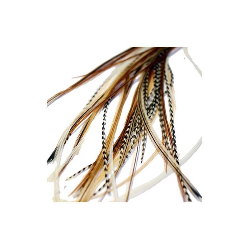 Real Feather Hair Extensions - Mixed Naturals (3 Feathers)