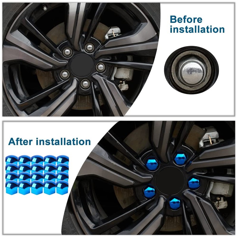 19mm Car Wheel Hub Lugs Nuts Bolts Cover Protective Cap