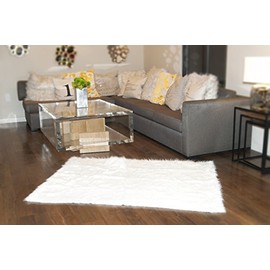5'x8' New Premium White Shag Faux Fur Area Rug Room Decor Home Accents Shaggy Contemporary Modern Shag Carpet Throw Rug
