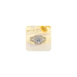 Koguxuix Anillo de plata de ley chapada en platino de 18 quilates con diamantes de circonita cúbica de corte redondo brillante y perfecto para mujer (6)