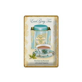 Tin Sign 20 x 30 cm – Made in Germany – Tee Earl Grey Tea Black Tea Bergamot Metal Decorative Tin Sign