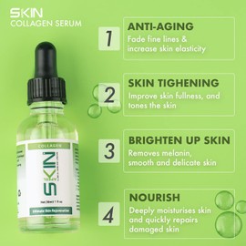 Collagen Facial Serum Skinapel® Anti-Ageing Serum for Face and Neck 30ml - Anti-Wrinkle Boosting Complex Face Serum Ideal for Use with Derma Rollers - Made in the UK