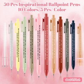 Sayglossy Inspirational Pens Gifts Bulk Mental Health Motivational Quotes Ballpoint Pens Black Ink Thank You Valentines Appreciation Gift for Employee Coworker Office Staff Teacher(50 Pcs,Morandi)
