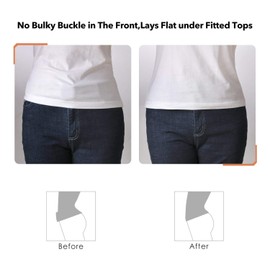 No Show Women Stretch Belt Invisible Elastic Web Strap Belt with Flat Buckle for Jeans Pants Dresses,A-Black,Suit for US Size 0-16