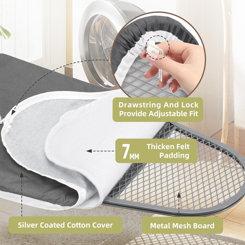 Storageideas Ironing Board 48" x 15" with Iron Holder, Adjustable