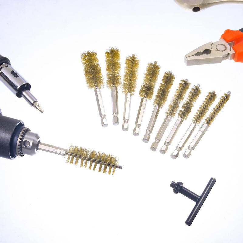 WENORA 10 Pack Bore Brush for Drill, Brass Bore Brush