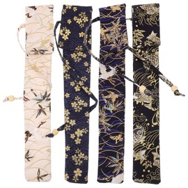 LOGOFUN 4pcs Folding Hand Fan Bag Chinese Style Folding Fan Protector Foldable Handhled Fan Packing Pouch Hand Fan Sleeve - Colorful