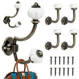 xianzhanEU Pack of 6 Vintage Coat Hooks, Vintage Ceramic Coat Hooks, Bronze Colour Wall Hooks, Coat Hooks, Coat Hooks for Bedroom, Living Room, Bathroom, Kitchen