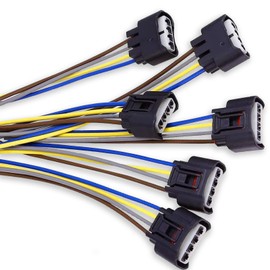 ZKFAR Pack-6 Ignition Coil Connector Plug Harness, 90980-11885 Wire Harness Pigtail Wiring Loom Replacement for Toyota Lexus 4-Way Female Connector (Black)