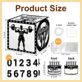 DIY Weightlifting Surprise Pull Out Money Box with Stickers and 35 Pieces Transparent Bag, Funny Sports Birthday Money Box for Cash Gift, Suitable for Women Men Birthday Party Surprise Gifts