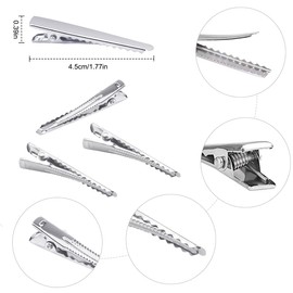 Volumoon Pack of 150 Crocodile Alligator Hair Clips, Metal Hair Clips, 45 mm Hair Clips, Small, Non-Slip Hair Clips, Silver, for Girls, DIY Hair Art Projects