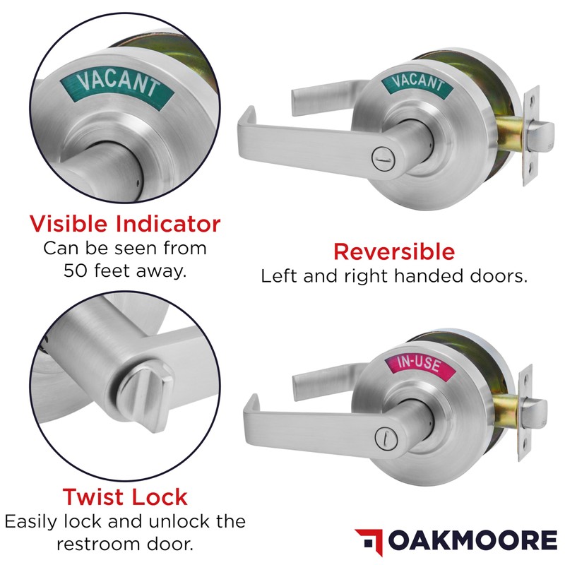OAKMOORE Commercial Bathroom Door Handle with Indicator Lock | Privacy