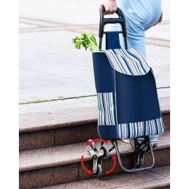 VN INFINITE QUALITY Shopping Cart on Stair Climbing Wheels 6 Rubber Wheels - Family Size Grocery Car - Trolley Suitcase