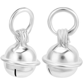 Beebeecraft 1 Box 4Pcs Mini Bell Charms Bulk 925 Sterling Silver Holiday Christmas Xmas Round Ball Bells Dangle Charm with Polishing Cloth for Jewelry Making Pendants Earrings DIY Crafts Findings