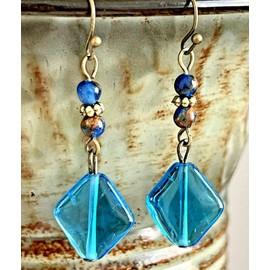 Bronze and Blue Dangle Earrings. Jewelry Earrings for Women #3298FE708