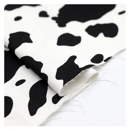 Cow Print Fabric Black and White Cotton Fabric Twill Fabric with Animal Print Craft Fabric Material for DIY Crafts, Coats, Skirts, Home Textiles (Width: 1.5m)(Size:1m)