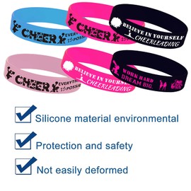 36PCS Cheerleading Party Rubber Bracelets, Sport Cheerleading Game Girl Cheer Dance Party Baby Shower Birthday Party Supplies Decorations Gifts Goodie Bag Favors Inspirational Silicone Wristbands