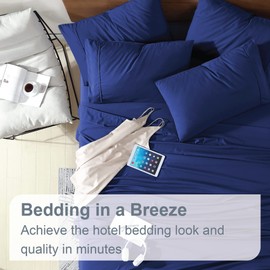 Swift Home King 6-Piece Microfiber Sheet Sets (Includes 2 Bonus Pillowcases), Ultra-Soft Brushed - Extremely Durable - Easy Fit - Wrinkle Resistant, King, Royal Blue