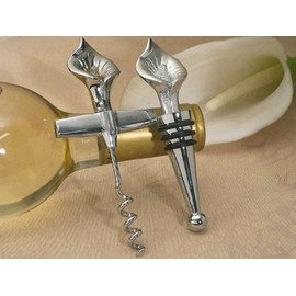Elegant Chrome Calla Lily Wine Opener, Wine Stopper Set C1435 Quantity of 1