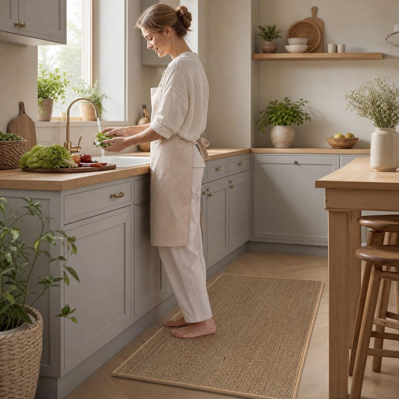 Washable Kitchen Runner Rug for Floor Protection – Non-Slip Faux