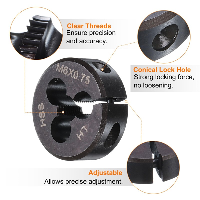 sourcing map Round Threading Die M6 x 0.75 Metric Thread