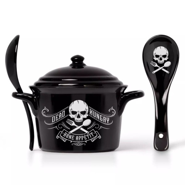 Alchemy Gothic China MRB3 Bone Appetit Bowl Lid & Spoon