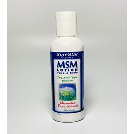 Sun Star Organics Unscented, Chemical-free MSM (Methylsulfonylmethane) Pure & Natural Lotion - 4oz