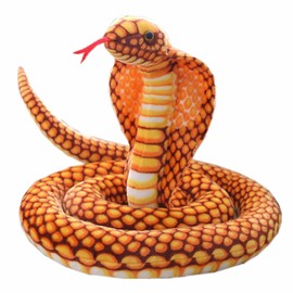 67 Inch Realistic Eyed Cobra Plush Toy,Large Snake Stuffed Animal for Pranks,Parties,and Decor(Yellow)