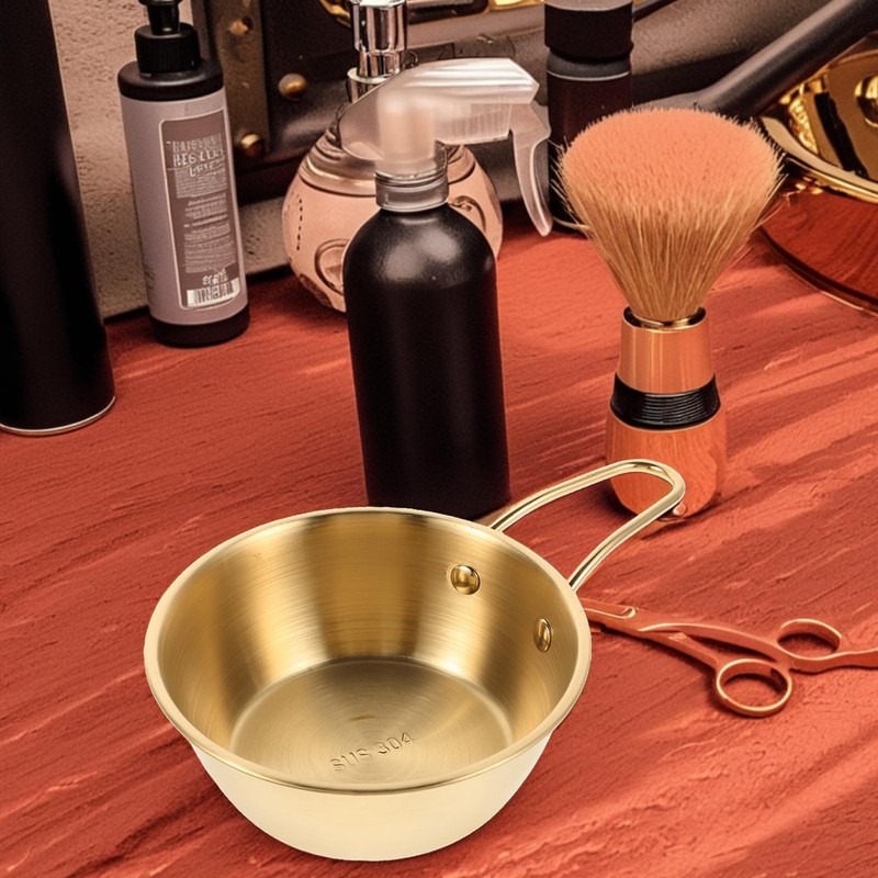 TOVINANNA Men Shaving Soap Bowl with Gold Handle Stainless Steel