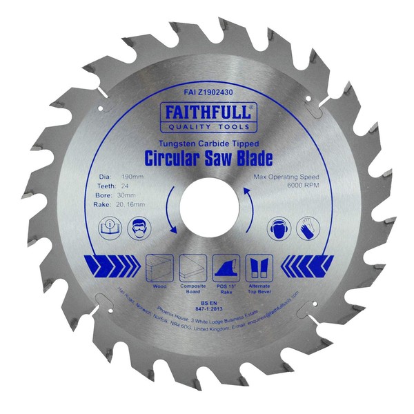 Faithfull FAIZ1902430 TCT Circular Saw Blade 190 mm x 30