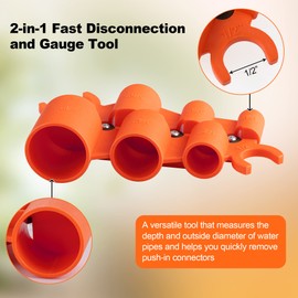 1/4'' to 1'' Depth and Diameter Gauge Tool, Push to Connect Plumbing Fittings Removal Tool for PVC PPR Brass CPVC PERT Aluminum, 1 Piece