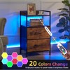 Somdot 2 Drawers Nightstand with Charging Station and LED Light