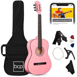 Best Choice Products 38in Beginner Acoustic Guitar Starter Kit w/ Gig Bag, Strap, Strings:_Natural Mahogany