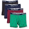 Nautica Men's 4 Pack Micro Boxer Briefs, Black/Peacoat/Tawny Port/Lobster Print,
