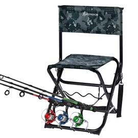 X Strike Fishing Chairs with Rod Holder Outdoor Folding Fishing Stool for Adults Portable Camping Chair for Ice Fishing, Camp, Lawn, Patio, Garden, 300LBS.