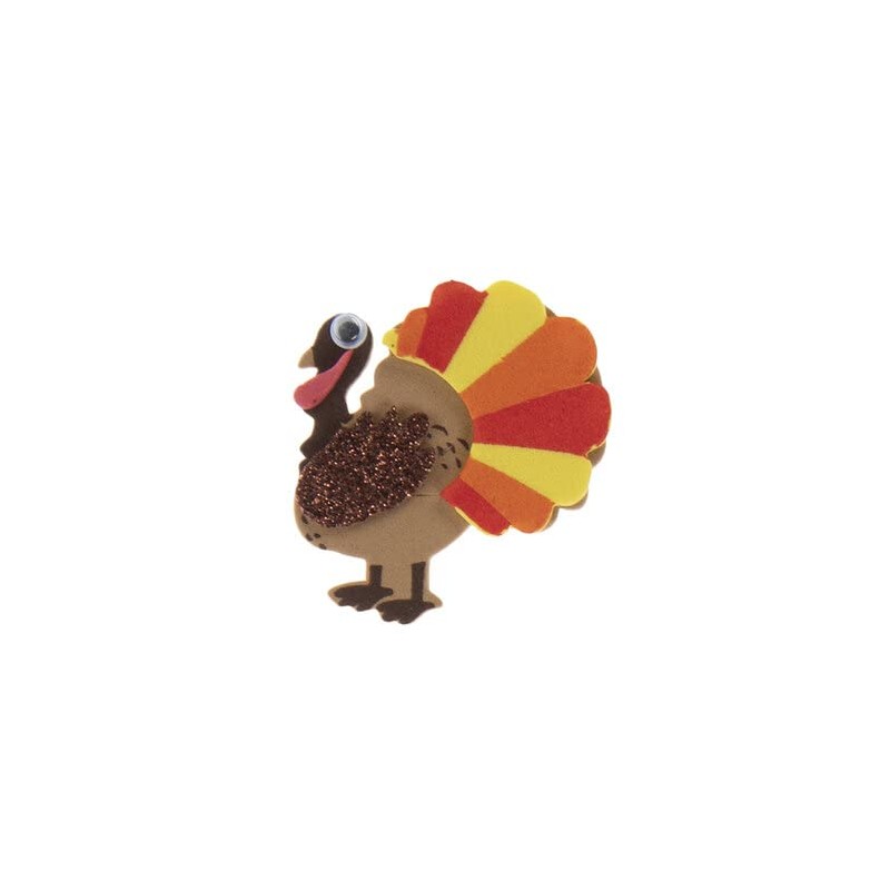 Fantastic Fall Miniature Thanksgiving Turkeys Adhesive Foam Stickers - 12