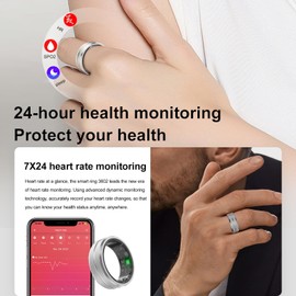 Smart Ring Fitness Rings Heart Rate Monitor Sleep Tracker Health Ring Pedometer Calories Step Counter Waterproof Sport Fitness Tracker for Women Men