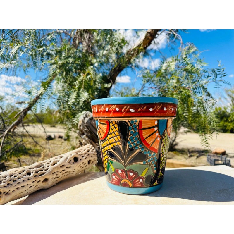 Handcrafted Talavera Clay Planter Hand Painted