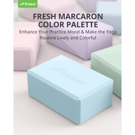 Trideer Yoga Block, Soft Non-Slip Surface Premium Foam Blocks, Supportive, Lightweight, Odor Resistant, Yoga Accessories for Pilates Meditation General Fitness Stretching Toning (Light Blue-2 Pack)