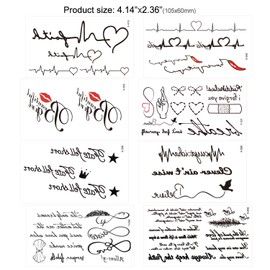 Konsait Tattoo Waterproof Black Temporary Tattoos Small Body Art Sticker Arm Tattoos for Men Women Handneck Wrist (30 Sheets)