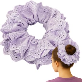 JazSwirl Oversized Scrunchie for Women, 5.3 In Jumbo Purple Hair Big XL Scrunchie for Thick Hair, Giant Large Hair Scrunchies, Extra Large Scrunchies for Ponytails