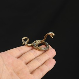 MHYGKTXRA 2pcs Miniature Snake Figurine, Brass Snake Figurines, Retro Snake Statue Ornament, Mini Micro Garden Landscaping Decoration